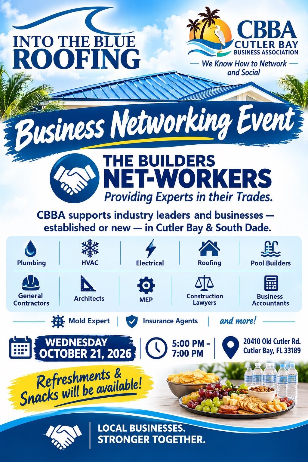 Business Networking Event at Into the Blue Roofing – October 21, 2026